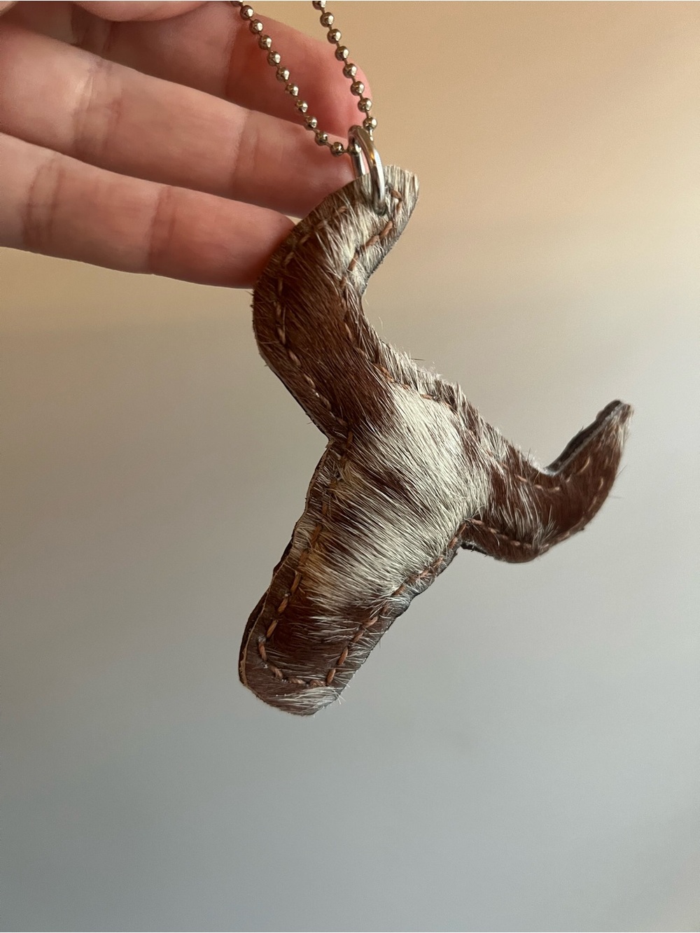 Handcrafted Western Longhorn Bag Charm | Cowhide & Leather | One of a Kind